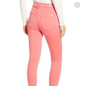 7 For All Mankind Size 25 Coral Orange Pink High Waist Skinny Jeans